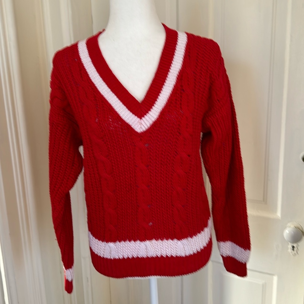 Dean’s of Scotland, heavy cotton rugby style v neck sweater, beautifully made 38